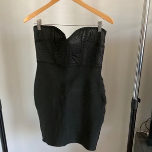 Black strapless mini dress